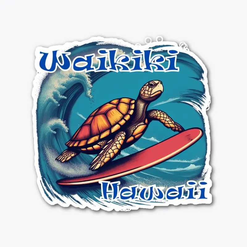 Waikiki Surfing Turtle